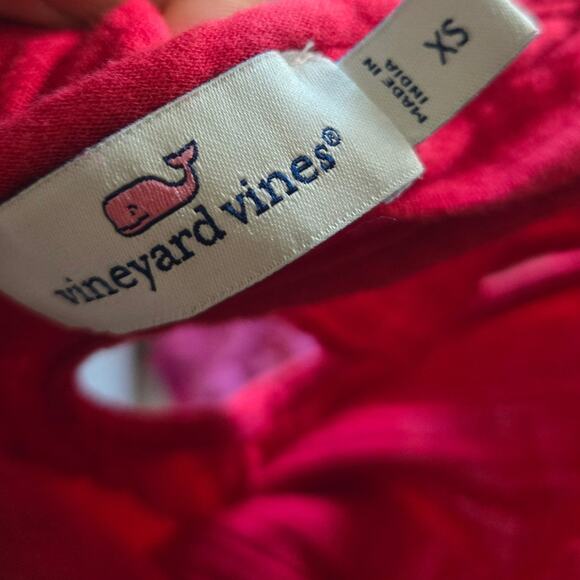 Vineyard Vines Red Ruffle Trim Double Gauze Midi Dress - Picture 6 of 6